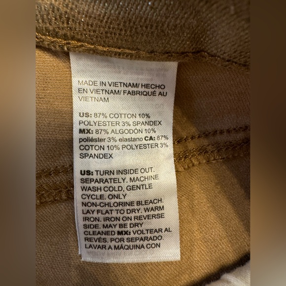 Chico's So Slimming Gold Metallic Alligator Ankle Jeans 3 16 - Picture 6 of 6